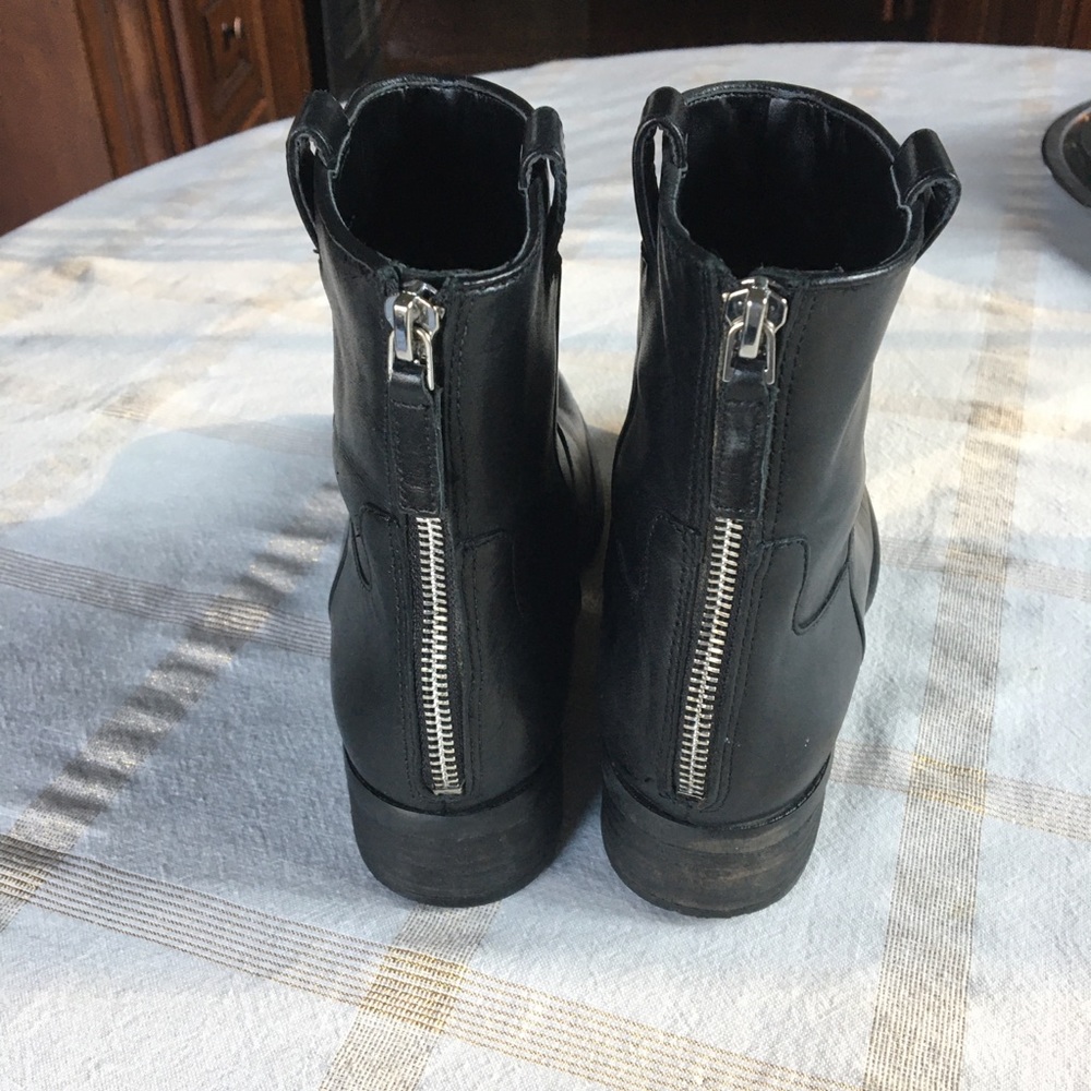 8M BLACK LEATHER BACK ZIPPER BOOTS - Picture 4 of 8